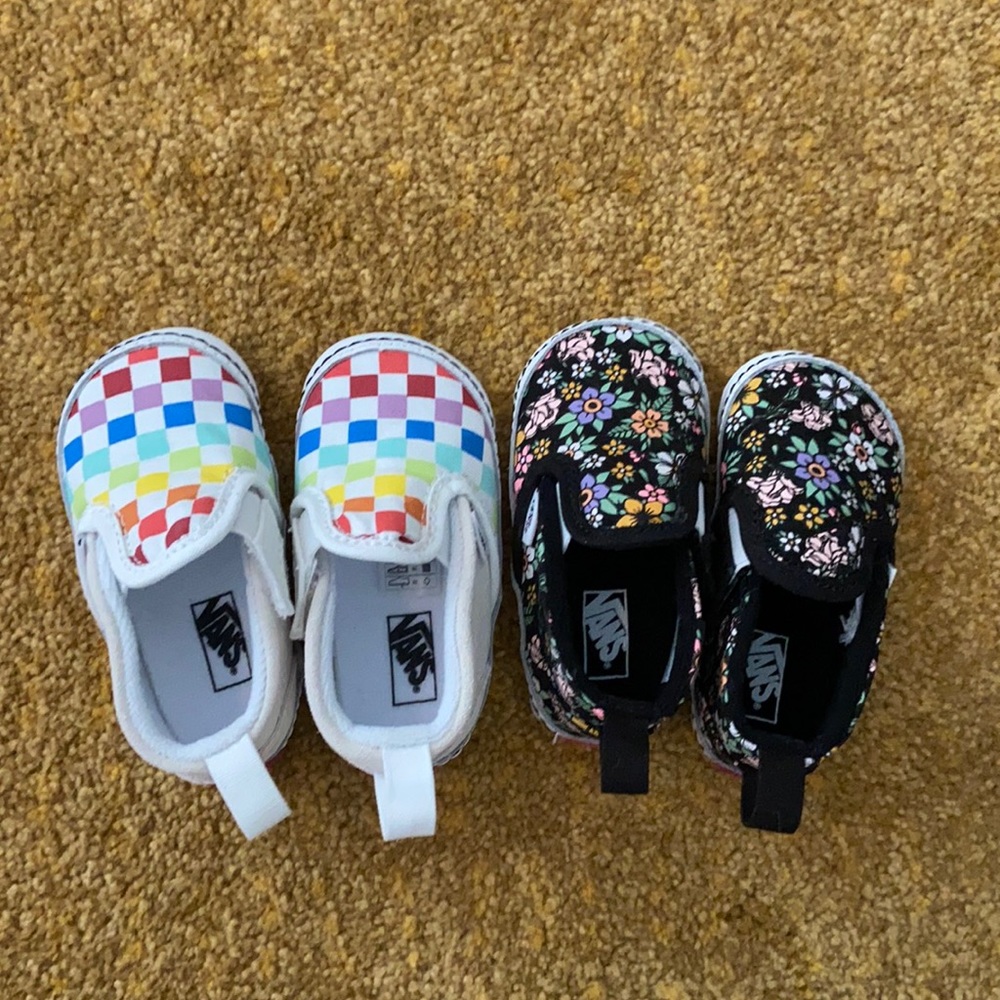 Rainbow Checkered and Floral Vans